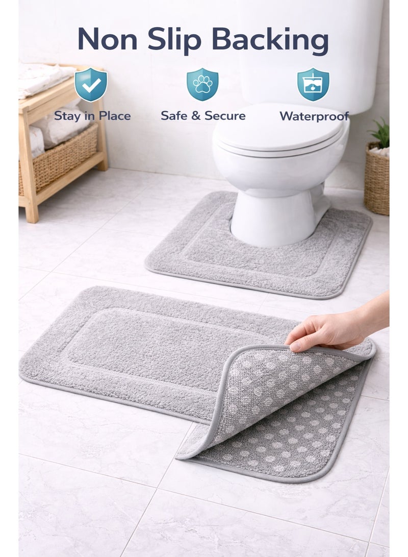 EBREEZZ Luxury 2-Piece Bathroom Mat Set – Ultra Soft & Thick Non-Slip Bath Rugs – Super Absorbent & Machine Washable (Rectangle + U-Shape) - Image 2